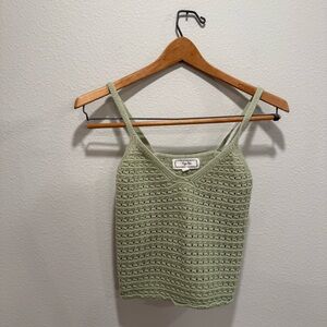 Hippie Rose Sage Green Cropped Knit Tank Top Size M